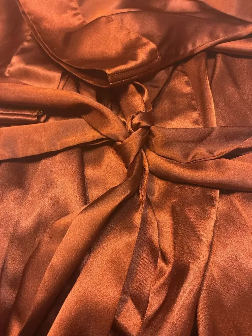 Victoria's Secret Satin Belted Robe in Rust Brown